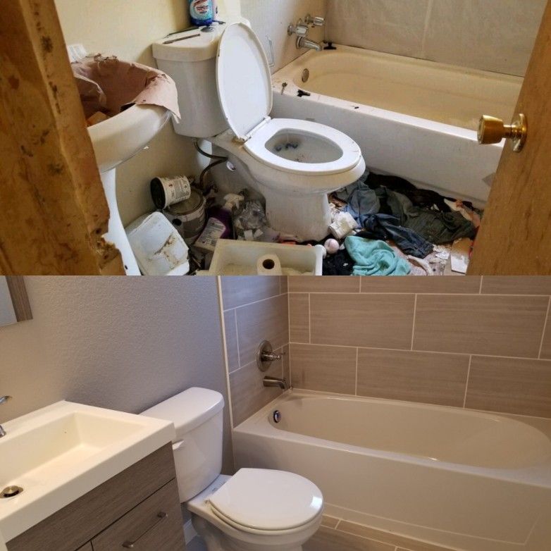 Bathroom reset before and after
