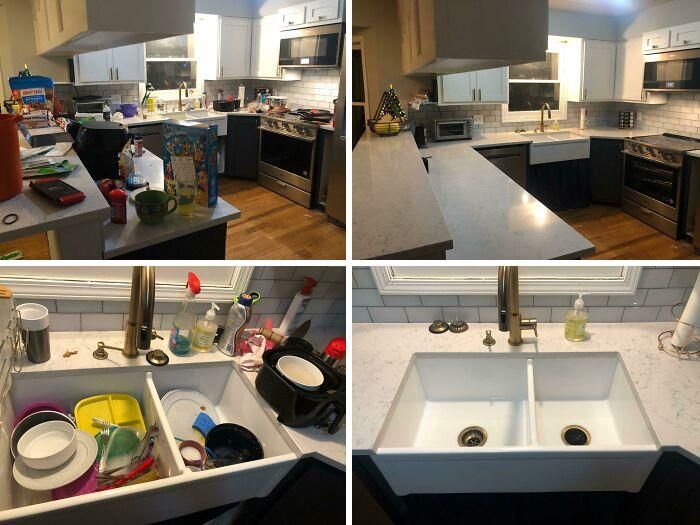 Kitchen reset before and after