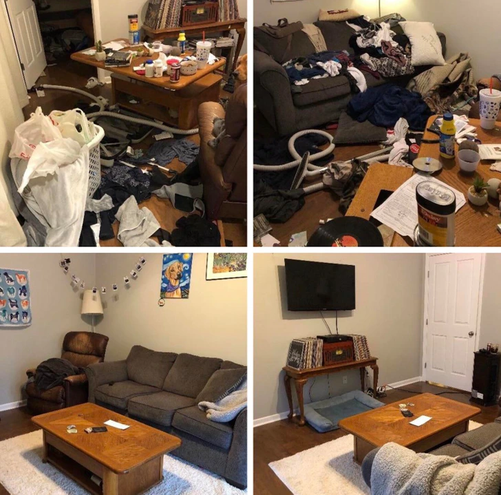 Living room tidy and staging